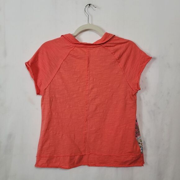 Umgee Coral Scarf Mixed Media Patchwork Raglan Sleeve Top - Picture 4 of 6